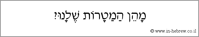 עברית: מהן המטרות שלנו?