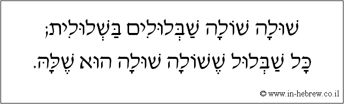 עברית: שולה שולה שבלולים בשלולית; כל שבלול ששולה שולה הוא שלה.