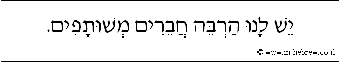 עברית: יש לנו הרבה חברים משותפים.