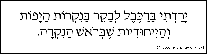 עברית: ירדתי ברכבל לבקר בנקרות היפות והייחודיות שבראש הנקרה.