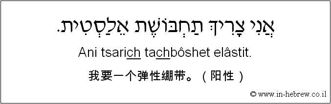 中文和希伯来语: 我要一个弹性绷带。（阳性）