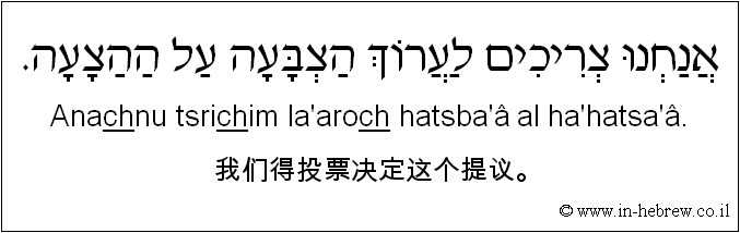 中文和希伯来语: 我们得投票决定这个提议。