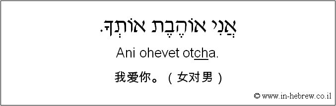 中文和希伯来语: 我爱你。（女对男）