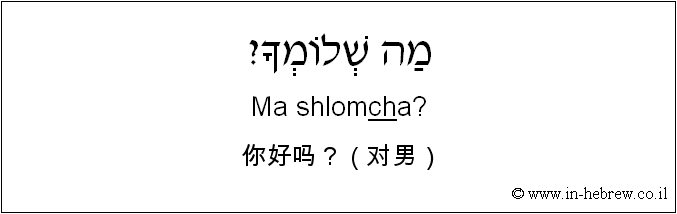 中文和希伯来语: 你好吗？（对男）