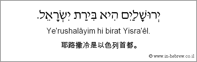 中文和希伯来语: 耶路撒冷是以色列首都。