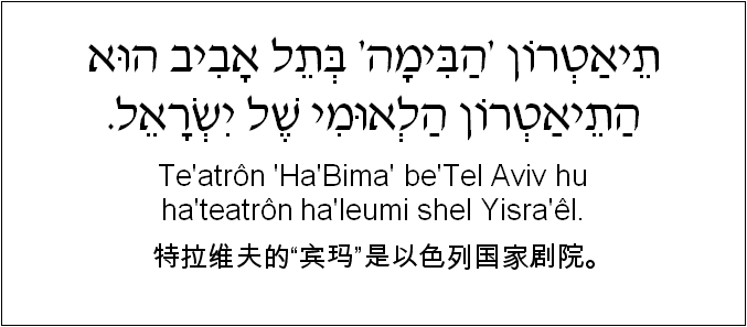 中文和希伯来语: 特拉维夫的“宾玛”是以色列国家剧院。