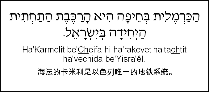 中文和希伯来语: 海法的卡米利是以色列唯一的地铁系统。