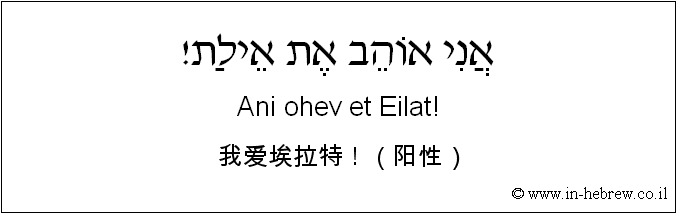 中文和希伯来语: 我爱埃拉特！（阳性）