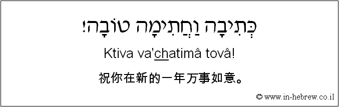 中文和希伯来语: 祝你在新的一年万事如意。