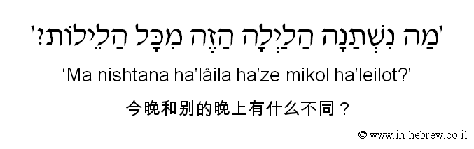 中文和希伯来语: 今晚和别的晚上有什么不同？