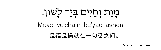 中文和希伯来语: 是福是祸就在一句话之间。