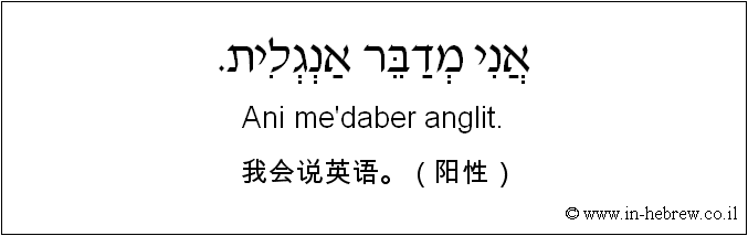中文和希伯来语: 我会说英语。（阳性）
