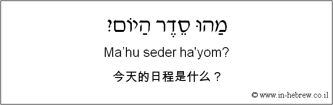 中文和希伯来语: 今天的日程是什么？