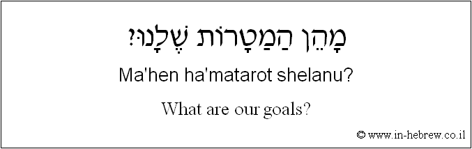 English to Hebrew: What are our goals?