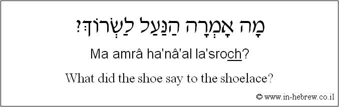English to Hebrew: What did the shoe say to the shoelace?