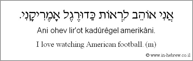 English to Hebrew: I love watching American football.