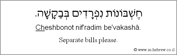 English to Hebrew: Separate bills please.