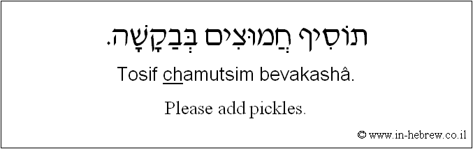 English to Hebrew: Please add pickles.