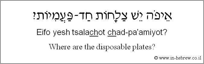 English to Hebrew: Where are the disposable plates?