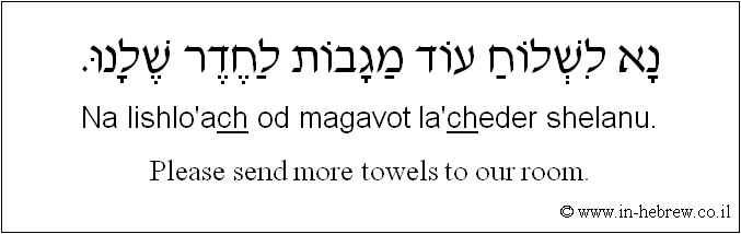 English to Hebrew: Please send more towels to our room.