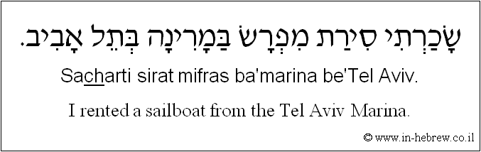 English to Hebrew: I rented a sailboat from the Tel Aviv Marina.