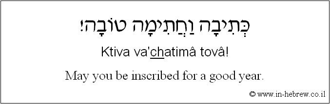 English to Hebrew: May you be inscribed for a good year.