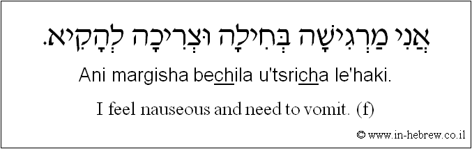 English to Hebrew: I feel nauseous and need to vomit. ( f )