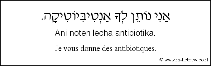 Français à l'hébreu: Je vous donne des antibiotiques.