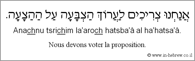 Français à l'hébreu: Nous devons voter la proposition.