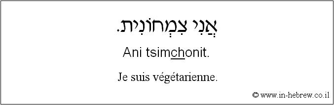 Français à l'hébreu: Je suis végétarienne.
