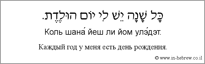 Иврит и русский: Каждый год у меня есть день рождения.
