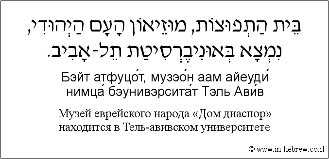 Иврит и русский: Музей еврейского народа «Дом диаспор» находится в Тель-авивском университете