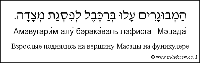 Иврит и русский: Bзрослые поднялись на вершину Масады на фуникулере