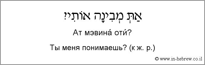 Иврит и русский: Ты меня понимаешь? (к ж. р.)