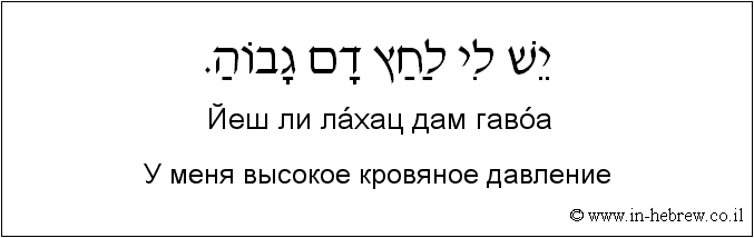 Иврит и русский: У меня высокое кровяное давление