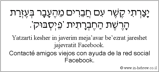 Español y hebreo: Contacté amigos viejos con ayuda de la red social Facebook.