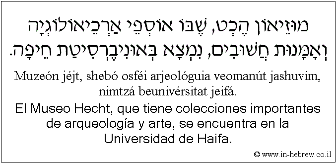 Español y hebreo: El Museo Hecht, que tiene colecciones importantes de arqueología y arte, se encuentra en la Universidad de Haifa.