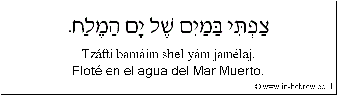 Español y hebreo: Floté en el agua del Mar Muerto.