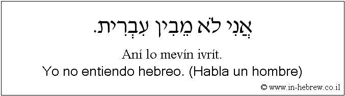 Español y hebreo: Yo no entiendo hebreo. (Habla un hombre)
