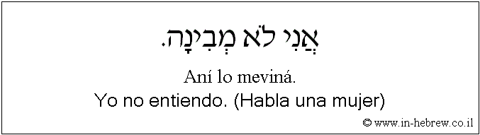 Español y hebreo: Yo no entiendo. (Habla una mujer)