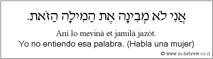 Español y hebreo: Yo no entiendo esa palabra. (Habla una mujer)