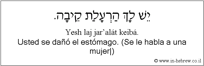 Español y hebreo: Usted se dañó el estómago. (Se le habla a una mujer,)